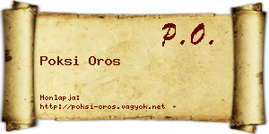 Poksi Oros névjegykártya